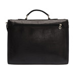 Triple Unlined Compartment Briefcase (Black)