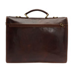 Triple Compartment + Double Key Lock Briefcase v2 // Brown