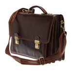 Triple Compartment + Double Key Lock Briefcase v2 // Brown