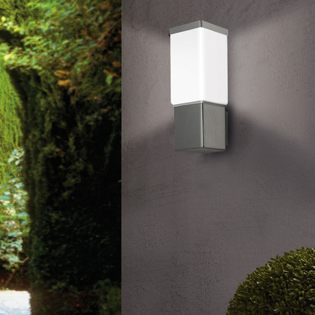 Outdoor Wall Light // Silver + Frosted Opal Glass
