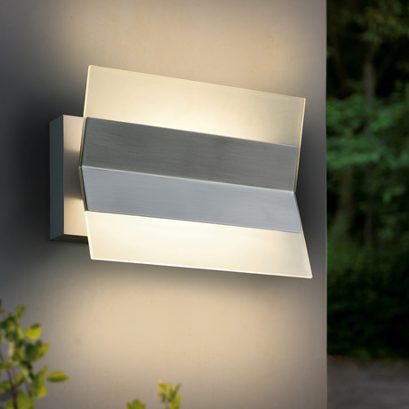 LED Outdoor Wall Light // Stainless Steel + Satin Glass