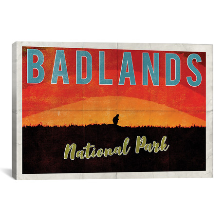 Badlands National Park Vintage Adventure Prairie Dog Sunrise // Nature Magick (26"W x 18"H x 0.75"D)