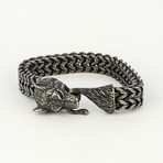 Dell Arte // Viking Wolf Head Bracelet // Silver