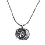 Double Coins Eagle Necklace // Silver