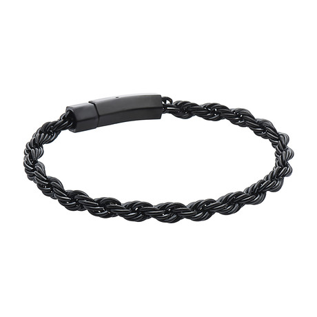 5mm Twisted Wrist Rope Chain + Black Rhodium Bracelet (7.5"L)