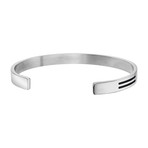Black Onyx Bars Cuff Bracelet // Silver (2.5" Diameter)