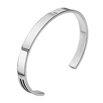Black Onyx Bars Cuff Bracelet // Silver (2.5" Diameter)