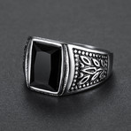 Black Stone Gothic Signet Ring (Size 11)