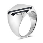 Black Onyx Square Signet Ring // Offset Bars // Silver (11)