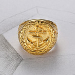 Gold Anchor Signet Ring (Size 10)