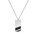 Dog Tag Classic Chain Black Onyx Necklace // Silver