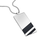Dog Tag Classic Chain Black Onyx Necklace // Silver