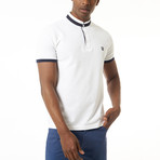 Collarless Short-Sleeve Polo // White (XL)