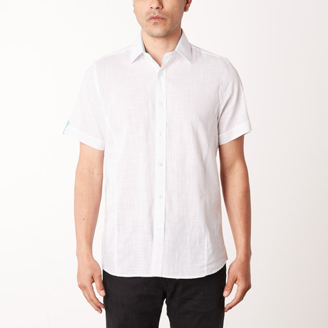 Corey True Modern-Fit Short-Sleeve Dress Shirt // White (S)