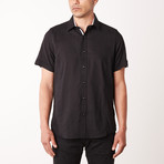 Matt True Modern-Fit Short-Sleeve Dress Shirt // Black (XL)