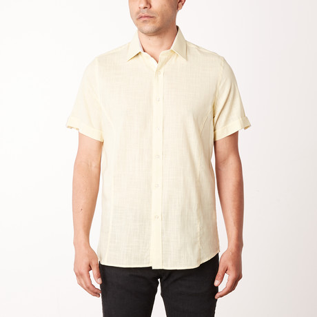 Laney True Modern-Fit Short-Sleeve Dress Shirt // Yellow (S)