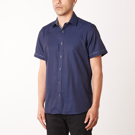 Bruno True Modern-Fit Short-Sleeve Dress Shirt // Navy (S)