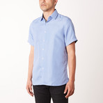 Carlos True Modern-Fit Short-Sleeve Dress Shirt // Blue (L)