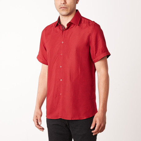 Raul True Modern-Fit Short-Sleeve Dress Shirt // Red (S)