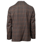 Caruso // Plaid Wool Blend 3 Roll 2 Button Sport Coat // Brown (Euro: 48)