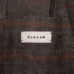Caruso // Plaid Wool Blend 3 Roll 2 Button Sport Coat // Brown (Euro: 50)