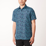Julius True Modern-Fit Short-Sleeve Dress Shirt // Navy + Green (XL)