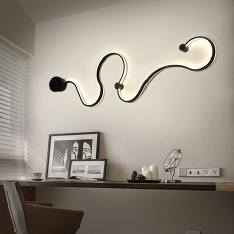 Contemporary Light Fixture // Design A // Black W/ Warm White Lighting (Wall Plug W/ On/Off Switch)