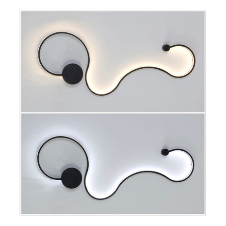 Contemporary Light Fixture // Design B // Black W/ Cool White Lighting (Wall Plug W/ On/Off Switch)