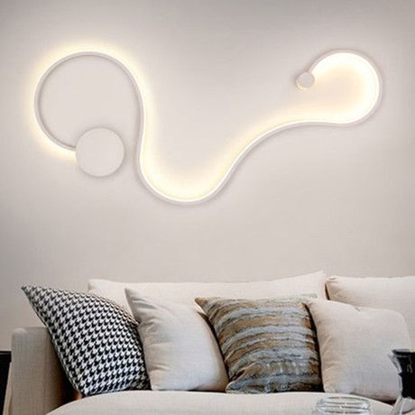 Contemporary Light Fixture // Design B // White W/ Warm White Lighting (Wall Plug W/ On/Off Switch)