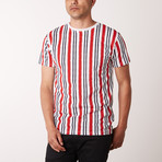 Engulf Striped Crew Neck Tee // Red (L)