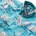 A Following Sea Button-Down Shirt // Aqua (L)