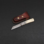 Handmade Damascus Liner Lock Folding Knife // 2720