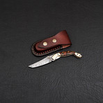 Damascus Folding Knife Handmade // 2754