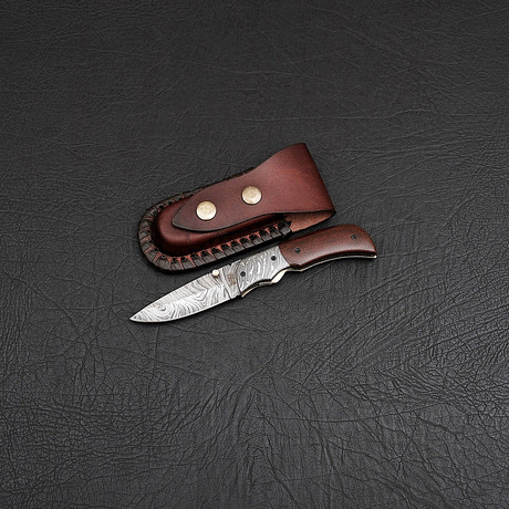 Damascus Folding Knife Handmade // 2755