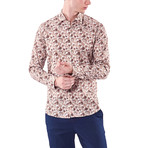 Thin Leaf Pattern Button-Up Shirt // Brown (M)