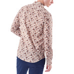Thin Leaf Pattern Button-Up Shirt // Brown (S)