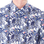 Floral Pattern Button-Up Shirt // White (XL)