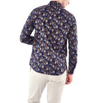 Patterned Button-Up Shirt // Dark Blue (S)