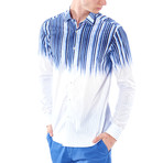 Striped Gradient Button-Up Shirt // Dark Blue (XL)