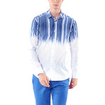 Striped Gradient Button-Up Shirt // Dark Blue (M)