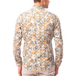 Stamped Pattern Button-Up Shirt // Beige (M)