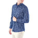 Mini Floral Branch Button-Up Shirt // Dark Blue (L)