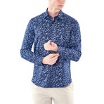 Mini Floral Branch Button-Up Shirt // Dark Blue (L)