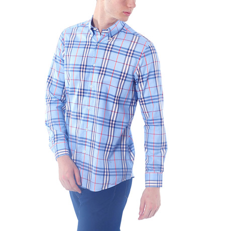 Big Plaid Button-Up Shirt // Blue (S)