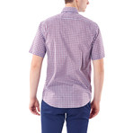 Small Plaid Short-Sleeve Button-Up Shirt // Claret Red (2XL)