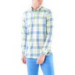 Big Plaid Button-Up Shirt // Green + Blue (XL)