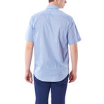 Small Plaid Short-Sleeve Button-Up Shirt // Blue (S)