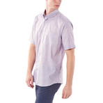 Faded Plaid Short-Sleeve Button-Up Shirt // Claret Red (M)