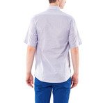 Faded Plaid Short-Sleeve Button-Up Shirt // Coffee + Light Blue (2XL)
