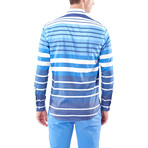 Multi-Line Button-Up Shirt // Blue (M)